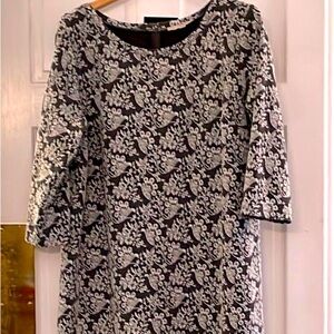 Loft plus size 18 charcoal and White Floral Dress